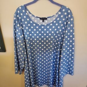 Womens blue polka dot Slinky tunic top!